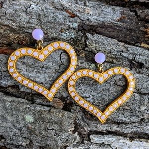 Vintage Milk Glass Heart Earrings